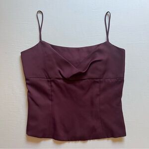 WTOO dark magenta burgundy draped sleeveless corset boned bustier bridal crop